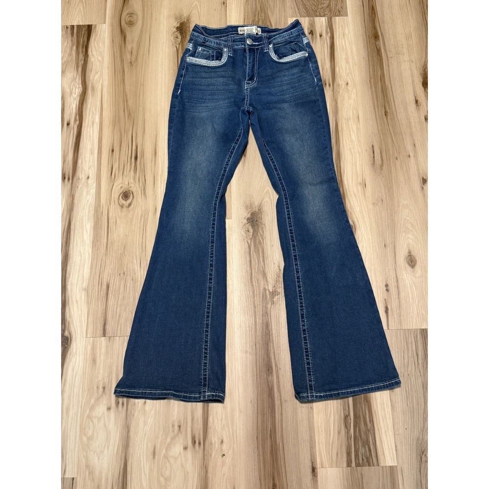 Rodeo Blessed Boot Cut Bejeweled Back Pockets Jeans Size 7